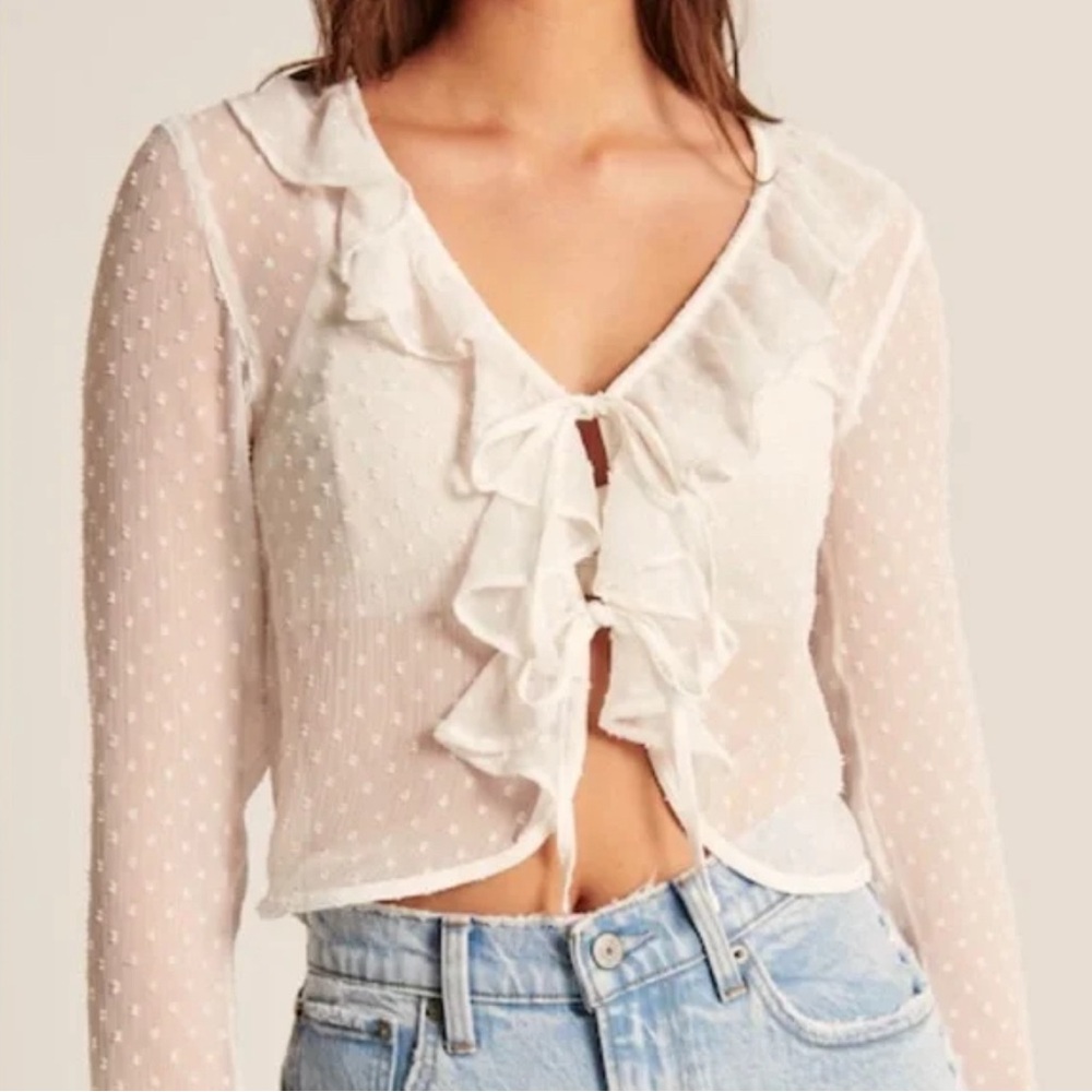 Abercrombie & Fitch women's size medium sheer cardigan front tie top